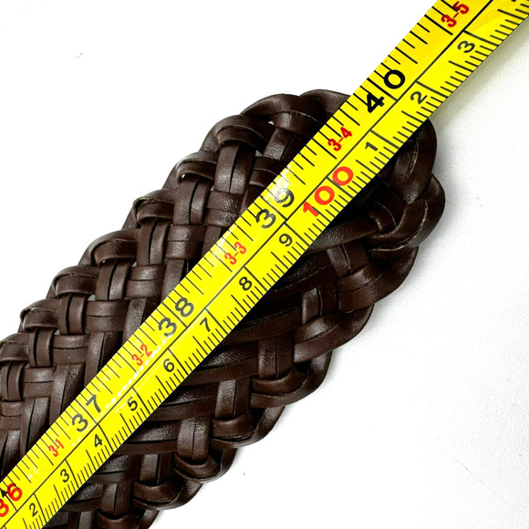 Women's Medium Brown Braided Faux Leather Fashion Belt Wide Large Buckle Dress‎ - Picture 6 of 6